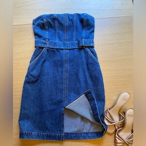 Reformation Milly Strapless Denim Dress